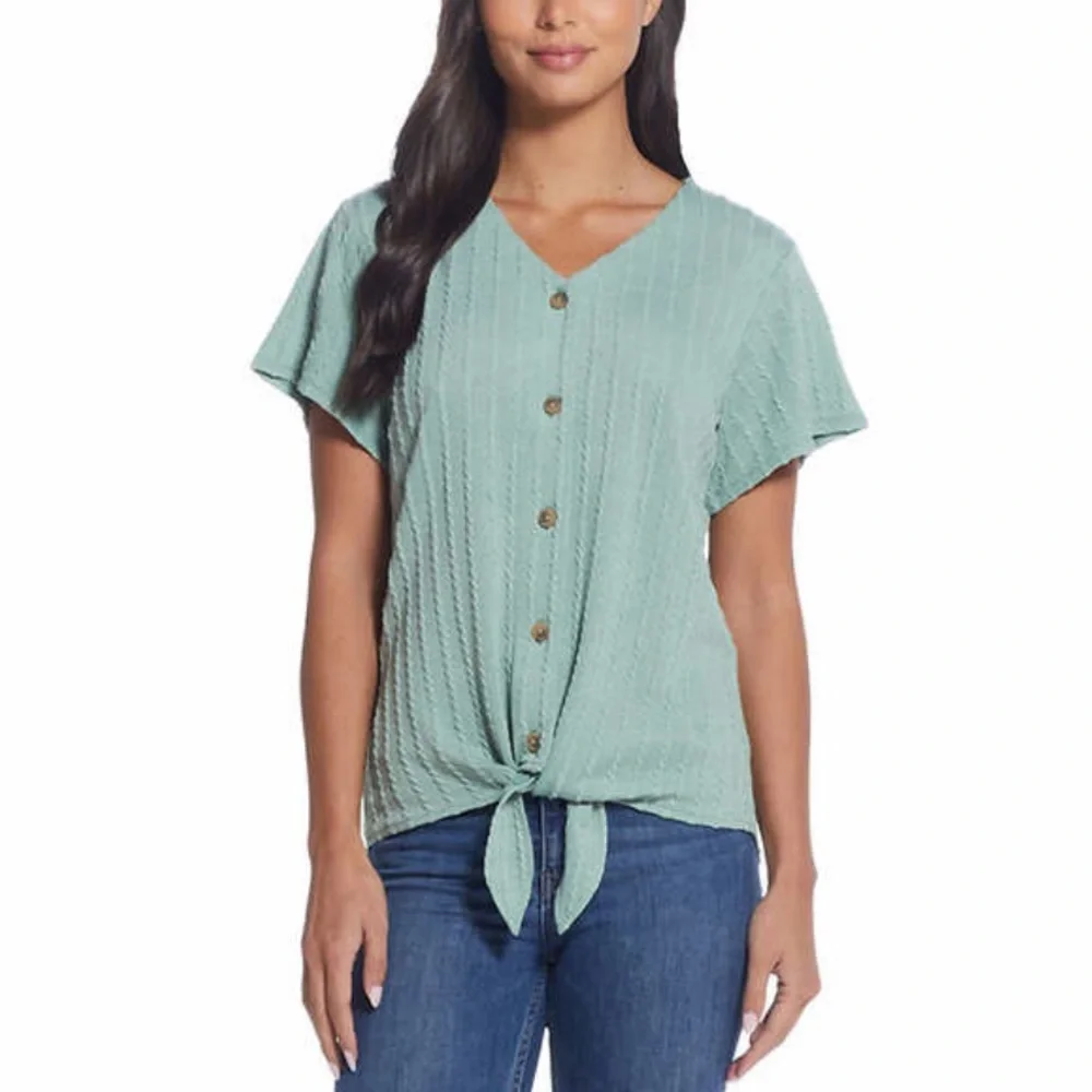NWT Weatherproof Vintage Ladies' Tie Front Top